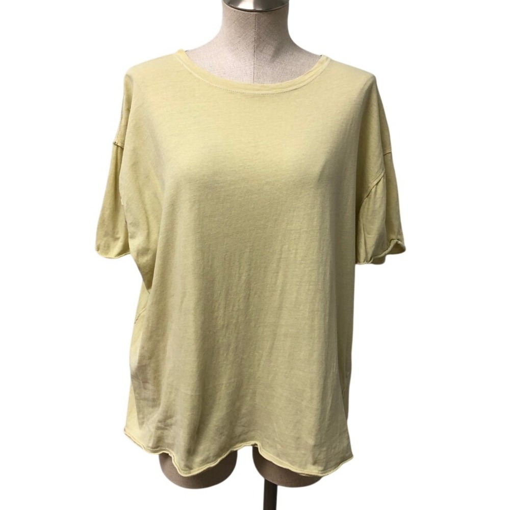We The Free T Shirt Womens Small Yellow Exposed Seam Cotton Short Sleeve Tee